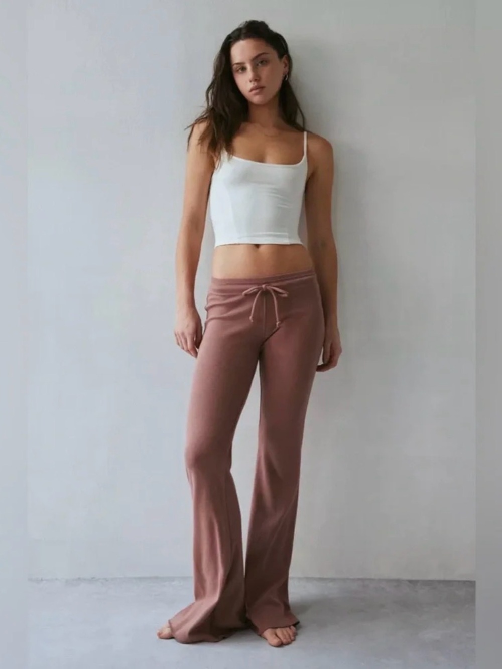 Urban Outfitters Dusty Rose Drawstring Wide-Leg Lounge Pants